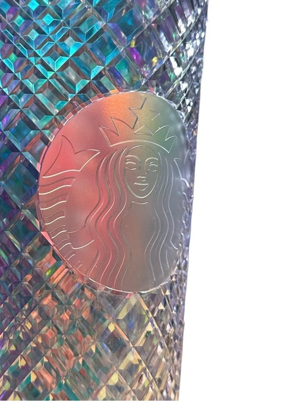 2022 Starbucks Iridescent Blue-Purple Diamond Tumbler with Straw